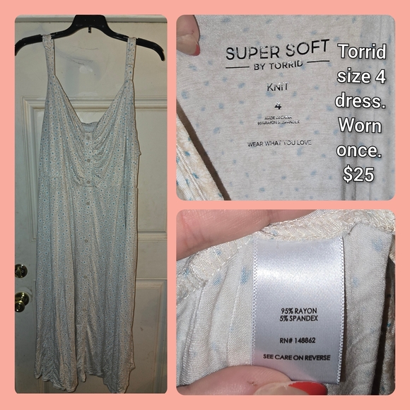 torrid Dresses & Skirts - Torrid Light Blue Polka Dot Knit Dress